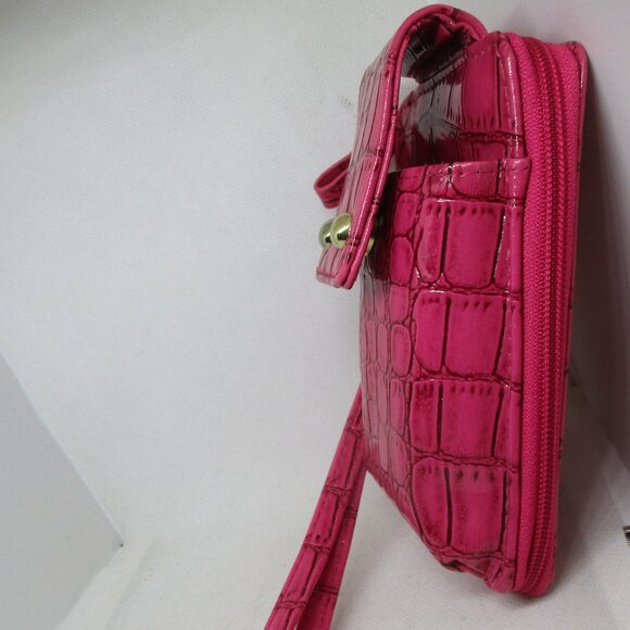 Pink Embossed Wallet Cellphone Case Cigarette Case Wristlet Photo Credit Card - Picture 4 of 12